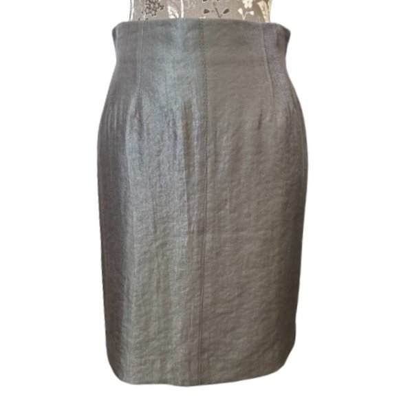 Ann Taylor Women Sz 4 Shimmery Pewter/Gray Paneled Contoured Waist Pencil Skirt - Picture 5 of 16